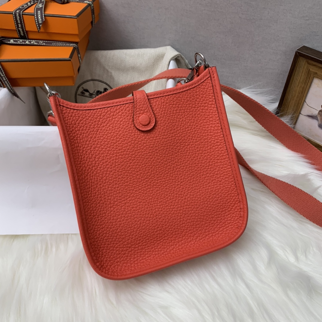 에르메스 미니 에블린16 로즈자이퍼 은장 끌레망스 가죽